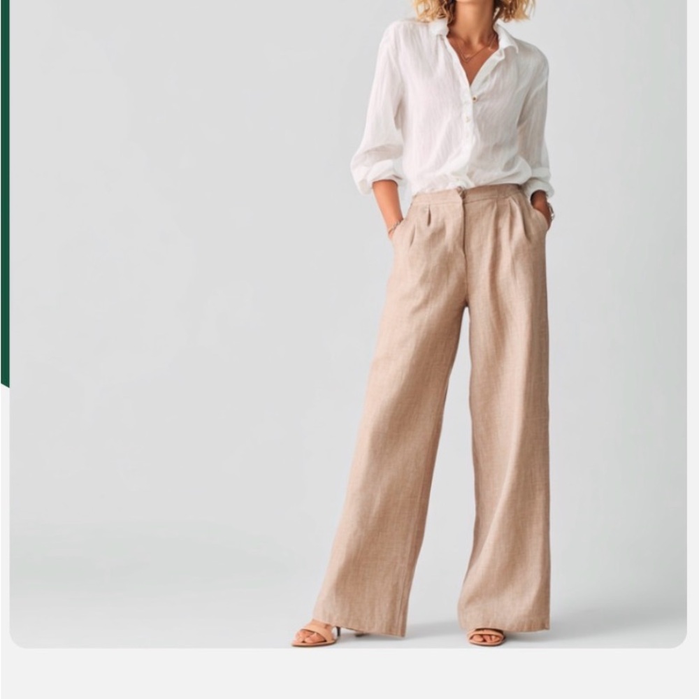 a new day Light Tan Wide-Leg Linen Pants